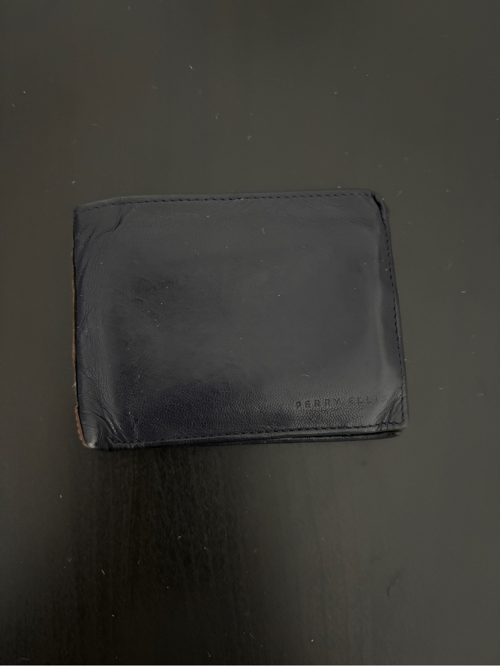 Perry Ellis Men's Dark blue Bifold Wallet Logo Accent ID Window